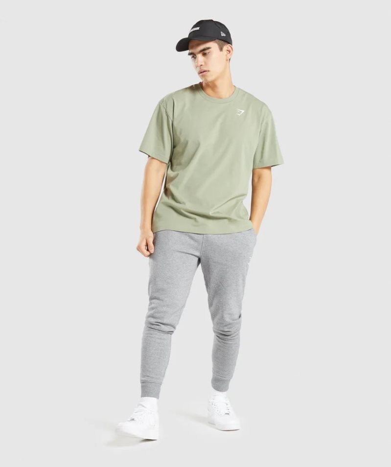 Men's Gymshark Essential Oversized T-Shirts Light Green | CA 0A5638